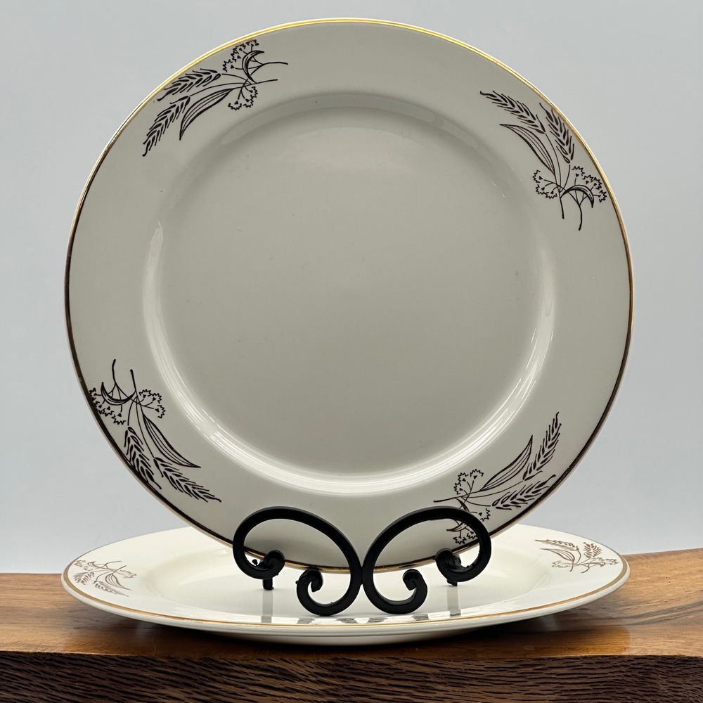 Lifetime China Co Prairie Gold Wheat Dinner Plates Set of 2 Semi-Vitreous‎ MCM